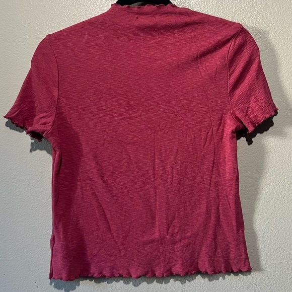 EXPRESS- Short Sleeve Rose Pink Mock Neck Top Size XS - Picture 2 of 5